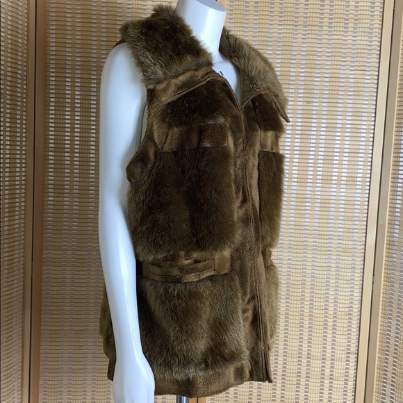 RLZ by Rachel Zoe Brown Faux Fur Vest Size Large - Picture 3 of 6